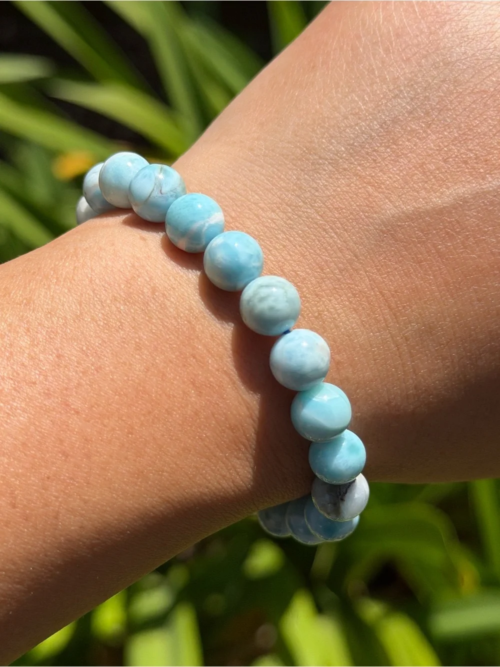8.5mm stretchable larimar bracelet 2056